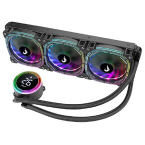 Computer Case Water Cooler - Rise Mode USA Gamer Aura Ice Black Black, ARGB, 360mm