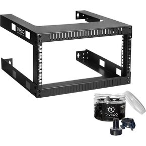RIVECO 4U 19" Wall Mount Network Rack Open Frame Cabinet Firm Constructed Shelf for Internet/Server/AV/Home Equipment/Patch Panel & M6 Screws 50 Sets