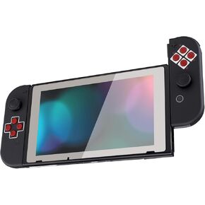 eXtremeRate Classics NES Style Joycon Handheld Controller Housing Buttons, Custom Replacment Shell Case with Colorful Border Tempered Glass Screen Protector for Nintendo Switch Joy-Con