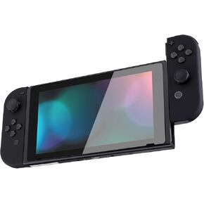 eXtremeRate Black Soft Touch Joycon Handheld Controller Housing Buttons, Custom Replacment Shell Case with Colorful Border Tempered Glass Screen Protector for Nintendo Switch Joy-Con