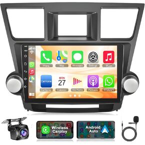 4G+64G CAR Radio To Toyota Highlander 2008 2009 2000 2011 2012 2013 ، Wireless Carplay & Android Auto مع Android 13 Support Bluetooth/Voice Control/GPS/WiFi/SWC/FM ،