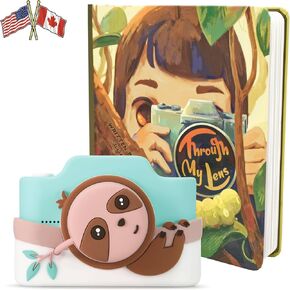 Kidamento Digital Camera for Kids Model K Zippy The Sloth, Photo Activity Book Through My Lens, Bundle