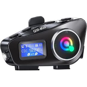 سماعات رأس Bluetooth خوذة دراجة نارية Obest ، خوذة Bluetooth Intercom BT5.3 إلغاء الضوضاء 6EQ HIFI ، مع شاشة LCD وضوء الطوارئ ، راديو FM ، مشاركة الموسيقى ، بطاقة SD