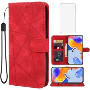 Case for Redmi Note 11 Pro (4G/5G)/Redmi Note 11E Pro Wallet Case with Tempered Glass Screen Protector, Leather Flip Credit Card Holder Stand Phone Cover for Xiaomi Redmi Note 11 Pro Black