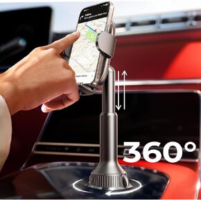 LISEN Cup Holder Phone Mount No Shaking Cup Phone Holder for Car Mount Rock Solid Car Phone Holder, Trucks, SUVs, Compatible with iPhone 16 15 14 13 Plus Pro Max Samsung S24 All 4-7'' Phone,Black