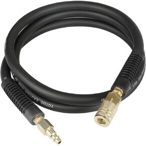 YOTOO Hybrid Air Hose 3/8-Inch by 50-Feet 300 PSI Heavy Duty, Lightweight, Kink Resistant, All-Weather Flexibility with 1/4-Inch Industrial Quick Coupler Fittings, Bend Restrictors, Black