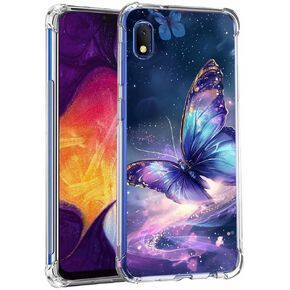 for Samsung Galaxy A10E case, Slim Flexible TPU for Girls Women Airbag Bumper Shock Absorption Rubber Soft Silicone Case Cover Fit for Samsung Galaxy A10E (Purple Flower)