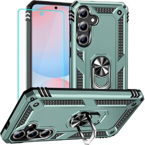 for Samsung Galaxy S24 FE Case: with Screen Protector - Military Grade Protective Cases with Finger Ring Holder Kickstand for Samsung S24 FE(Blue)