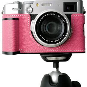 كاميرا جلدية أصلية مصنوعة يدويًا لفرقة Fujifilm X100VI/Fujifilm X100VI - طبقة أعلى جسم البقر+غرزة سرج مخيط يدوي+لوحة قاعدة معدنية+شانك يدوي (Gris mouette) in Kuwait