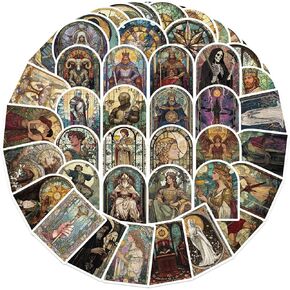 50PCS Tarot Myth Magic Astrology Divination Stickers for Teens Girls Kids Adults World Stickers Set-Vinyl Aesthetic Waterproof Stickers for Water Bottles Stickers,Luggage Laptop Nature Stickers