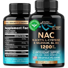 NAC Supplement - N-Acetyl L-Cysteine - Made in USA - 1200 mg Per Serving, 120 Vegan Capsules - Antioxidant, Immune & Thyroid Support - Improved with Selenium, B6 & B12 - Non-GMO N Acetyl L Cysteine