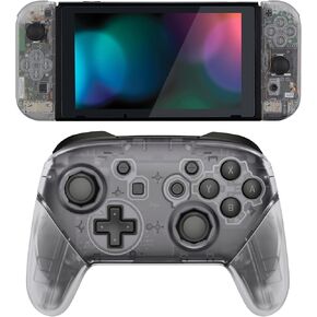 eXtremeRate Clear Custom Shell for Nintendo Switch, Octagonal Gated Sticks Design Replacement Full Set Shell for Nintendo Switch Pro Controller - Console Controller NOT Included