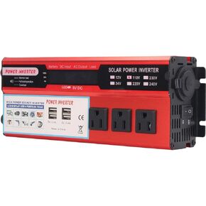 Sine Wave Inverter, 4000W Peaking Sine Wave Car Inverter Aluminum Alloy LCD Digital Display 2000W US Plug AC110V for Replacement (12V)