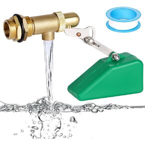 3/4 Inch Float Valve, Brass Water Float Valve for Water Tank, Float Ball Valve with Adjustable Arm for Livestock Waterer, Fountain, Aquarium, Aquaculture, Auto Water Level Control (2, green)
