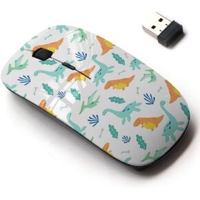2.4G Wireless Mouse with Cute Pattern Design for All Laptops and Desktops with Nano Receiver - Cute Dinosaur Kids
