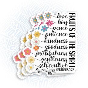 (3Pcs) Galatians 5 22 The Fruit of The Spirit Christ Sticker Bible Christian Religious 3" Waterproof Die-Cut Vinyl Sticker for Laptop Water Bottle Kindle Funny Birthday Gifts for Her Him 3 Inches