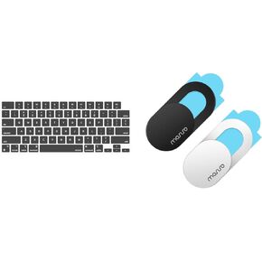 MOSISO Webcam Cover Slide 2 Pack&Keyboard Cover Skin Compatible with MacBook Air 15 M3 A3114 M2 A2941/Air 13.6 M3 A3113 M2 A2681/Pro 14 M3 M2 M1/Pro 16 M3 M2 M1, Black