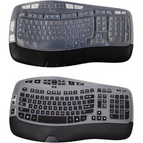 غطاء لوحة المفاتيح الأسود وغطاء لوحة المفاتيح tansparent لـ Logitech K350 MK550 MK570 لوحة مفاتيح الموجة اللاسلكية