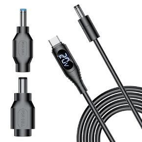 FARSENSE Universal Laptop DC Charger Replacement kit,Round Barrel 100W PD Trigger Cable with 10 Connector and Display Voltage for Sony/Samsung/Acer/Asus/Lenovo/Dell/HP Laptop,Etc Charging