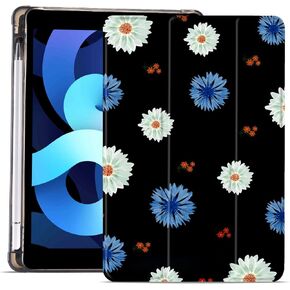MAYCARI Strawberry Daisy Design Case for iPad Mini 8.3 inch 2021 with Pencil Holder, Cute Floral Flowers iPad 6th Generation Soft TPU Back Protective Case, Auto Sleep/Wake Cover Slim Shell for Women