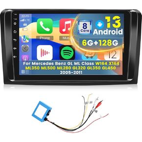 Fiber Optic Decoder with [8 Core 6G+128G] Car Radio for Mercedes Benz GL GL450 GL350 GL320 ML W164 X164 ML350 ML500 ML280 2005-2011