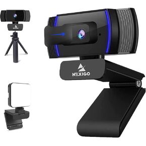 NexiGo 1080P Autofocus Webcam Kits, N930AF FHD USB Web Camera with Privacy Cover, Upgraded Video Conference Lighting, Extendable Tripod Stand, for Zoom/Skype/Teams