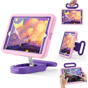 Kids Case for iPad 9th Gen 2021/ iPad 8th Gen 2020/ iPad 7th Gen 2019, Adjustable Portrait/Landscape Stand, Drop Proof with Handle,Child Friendly Cover for iPad 10.2 Inch (PurpleGreen)