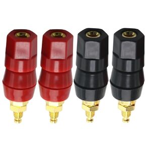 CESS Hexagonal Head Binding Post Banana Jack Socket Panel/Chassis Mount, Gold-Plated, Amplifier Terminal Connector, Red and Black, 4 Pack