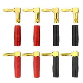 WMYCONGCONG 8 PCS Right Angle Banana Plugs 90 Degree Screw Type Speaker Connector Audio Jack Connectors