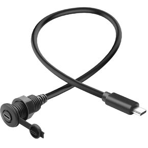 Qianrenon 10gbps USB C 3.1 الموصل القصيرة الموصل القصيرة الموصل USB النوع C 3.1 من الذكور إلى أنثى محول جبل الحاجز المدمج كابل مقاوم للماء PD 60W 4K@60Hz ، لسيارة الأثاث RV ، 30 سم/11.8 بوصة