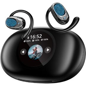 AI Translation Earbuds - Real-Time Language Translator with LCD Touchscreen, Bluetooth Earbuds for iPhone & Android, Instant Language Translation Device for Travel & Business (Black)