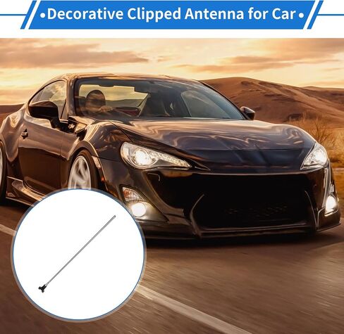 1 Pc Clipped Dummy Antenna 42.5" Aerial for Decoration Only Universal Car Truck Mount Black Silver Tone Rear in Saudi Arabia