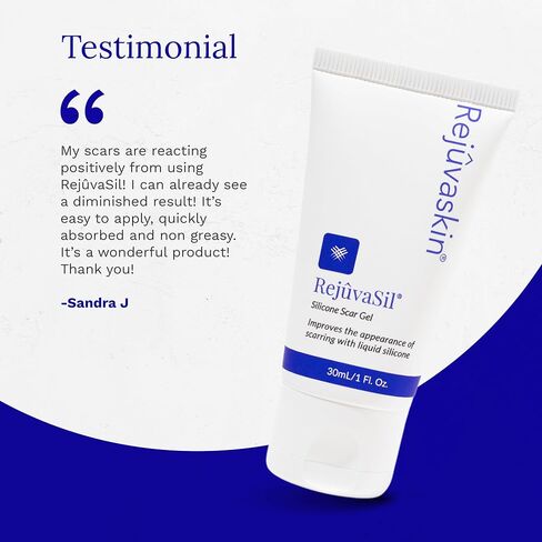 Rejuvaskin Rejuvasil Silicone Scar Gel – Scar Treatment for Surgical Scars for Face, Body, Burn, Keloids, and Acne Scar – Silicone Gel for Scars to Reduced the Appearance of Old & New Scar -30ml in Kuwait