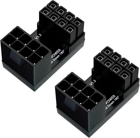 Danfetsoy 180 Degree Angled 8Pin Female to 8pin Male Power Connector for Desktop Graphic Card Mainboard to Reduce The Height of Power Cord Keeping Cable Tidy (Down/8pin) in Saudi Arabia
