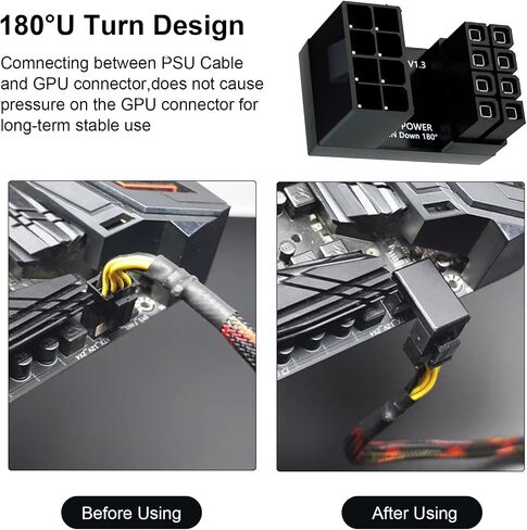 Danfetsoy 180 Degree Angled 8Pin Female to 8pin Male Power Connector for Desktop Graphic Card Mainboard to Reduce The Height of Power Cord Keeping Cable Tidy (Down/8pin) in Saudi Arabia