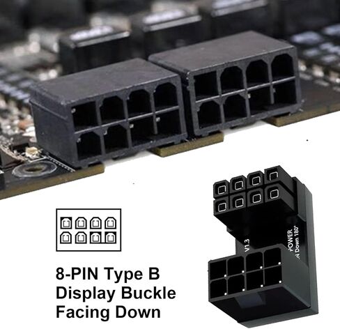 Danfetsoy 180 Degree Angled 8Pin Female to 8pin Male Power Connector for Desktop Graphic Card Mainboard to Reduce The Height of Power Cord Keeping Cable Tidy (Down/8pin) in Saudi Arabia