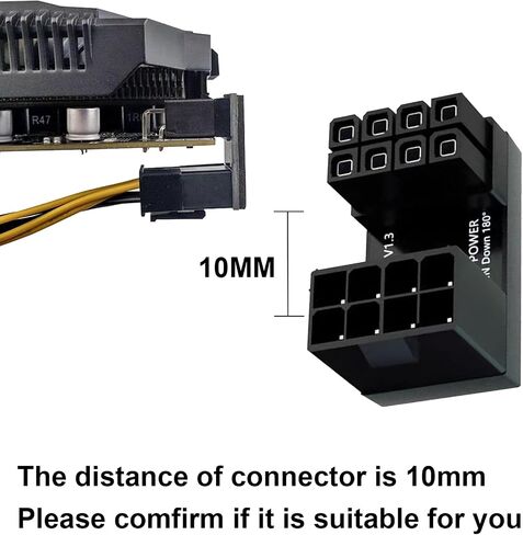 Danfetsoy 180 Degree Angled 8Pin Female to 8pin Male Power Connector for Desktop Graphic Card Mainboard to Reduce The Height of Power Cord Keeping Cable Tidy (Down/8pin) in Saudi Arabia