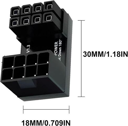 Danfetsoy 180 Degree Angled 8Pin Female to 8pin Male Power Connector for Desktop Graphic Card Mainboard to Reduce The Height of Power Cord Keeping Cable Tidy (Down/8pin) in Saudi Arabia