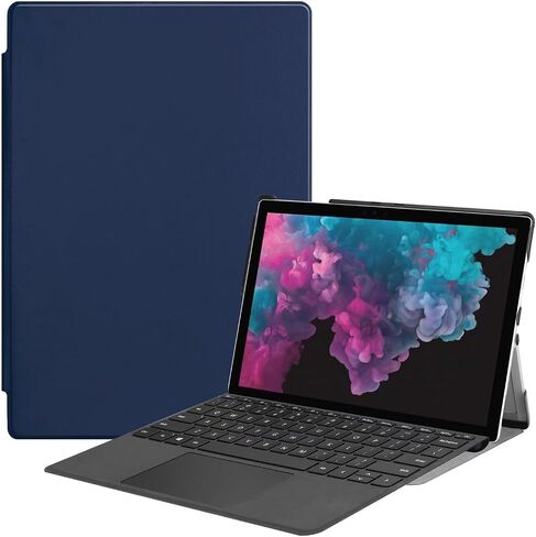 Tablet Cover for Microsoft Surface Pro 7/Pro 6/Pro 5/Pro 4 12.3",Ultra Slim Folio Stand Lightweight Leather Case for Surface Pro 4 5 6 7,Compatible with Type Cover Keyboard (Dark Blue) in Saudi Arabia