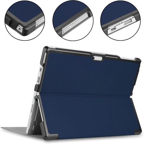 Tablet Cover for Microsoft Surface Pro 7/Pro 6/Pro 5/Pro 4 12.3",Ultra Slim Folio Stand Lightweight Leather Case for Surface Pro 4 5 6 7,Compatible with Type Cover Keyboard (Dark Blue) in Saudi Arabia