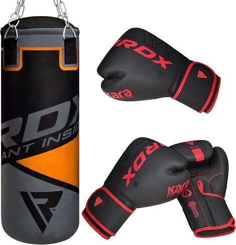RDX Kids Punching Bag 2FT with Punch Gloves, Unfilled Boxing Set, Non Tear Maya Hide Leather Junior Hanging Bag, Kickboxing MMA Grappling Muay Thai Karate Taekwondo BJJ Training in Kuwait