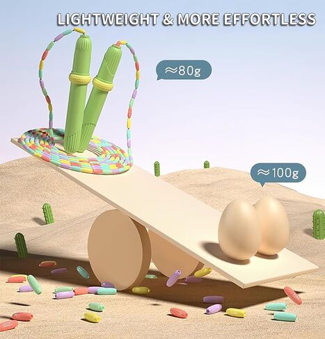 حبل القفز للأطفال، حبل القفز الناعم المطرز بمعدات تمارين اللياقة البدنية، تشابك قابل للتعديل - حبل القفز للياقة البدنية مقسم مجانًا للأطفال والرجال والنساء للحفاظ على اللياقة البدنية والتدريب والتمرين وفقدان الوزن in Kuwait