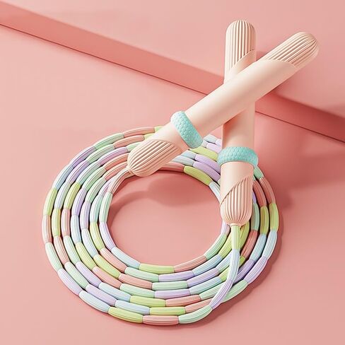 حبل القفز للأطفال، حبل القفز الناعم المطرز بمعدات تمارين اللياقة البدنية، تشابك قابل للتعديل - حبل القفز للياقة البدنية مقسم مجانًا للأطفال والرجال والنساء للحفاظ على اللياقة البدنية والتدريب والتمرين وفقدان الوزن in Kuwait