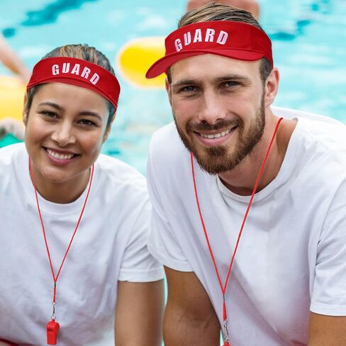 Tigeen 4 قطع قبعة حماية احترافية، 4 قطع صفارات طوارئ مع واقي حبل قصير، صفارة بلاستيكية عالية الأمان للرجال والنساء (أبيض) in Kuwait