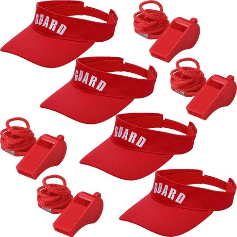 Tigeen 4 قطع قبعة حماية احترافية، 4 قطع صفارات طوارئ مع واقي حبل قصير، صفارة بلاستيكية عالية الأمان للرجال والنساء (أبيض) in Kuwait