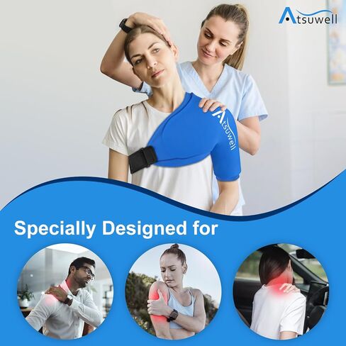 Atsuwell الكتف حزمة الجليد التفاف، الكتف حزمة الجليد الدوار الكفة العلاج البارد، هلام الجليد حزمة الكتف ضغط الأكمام للنساء الرجال، الكتف حزمة الباردة كم لتخفيف الألم، تورم، والانتعاش in Kuwait