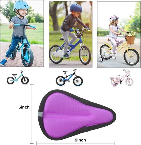 Kids Bicycle Seat Cushion Cover 9"x6",Gel Padded Bike Seat Cover for Boys Girls,Breathable Soft Bike Seat Cover，Child Bicycle Saddle Pad with Water Resistant Cover,Arm Sleeves in Kuwait