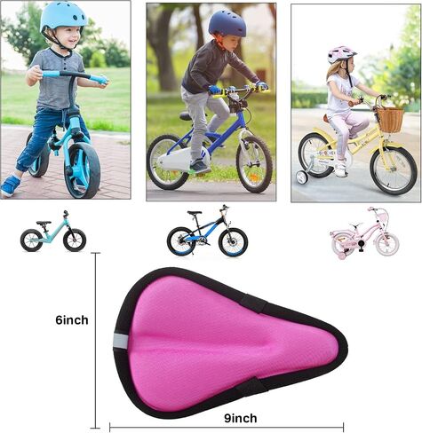 Kids Bicycle Seat Cushion Cover 9"x6",Gel Padded Bike Seat Cover for Boys Girls,Breathable Soft Bike Seat Cover，Child Bicycle Saddle Pad with Water Resistant Cover,Arm Sleeves in Kuwait