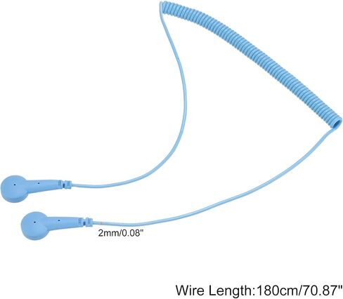 MECCANIXITY ESD Grounding Cable Cord 250cm/98 Inch Long,Anti-Static Ground Wire Cable Double Buckle for Eliminate Conductor Electrostatic,Pack of 1(Blue) in Kuwait
