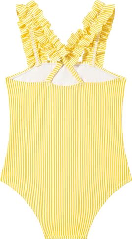 LIZENS Girls One Piece Swimwear Pink Stripe Ruffled Shoulder Straps Girls Swimsuit Size 2-12 in Kuwait